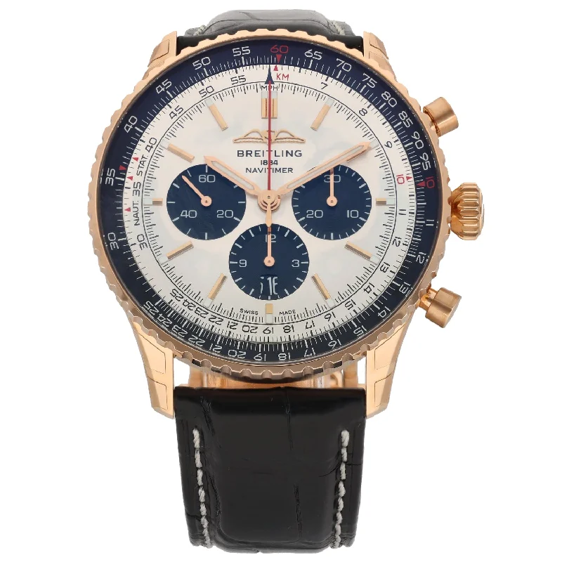 men's watches with customizable straps -Breitling Navitimer B01 Chronograph RB0137 46mm Rose Gold Watch (Ex-Display)