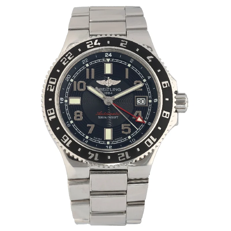 customizable watches with engraving options -Breitling Superocean GMT A32380 41mm Stainless Steel Watch