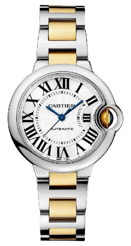 luxury watches for special occasions -Cartier Ballon Bleu Automatic Stainless Steel & Yellow Gold Silver-Tone Dial Womens Watch W2BB0002