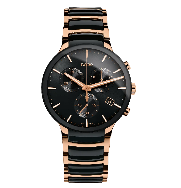 automatic watches with leather bands -Rado Centrix Chronograph