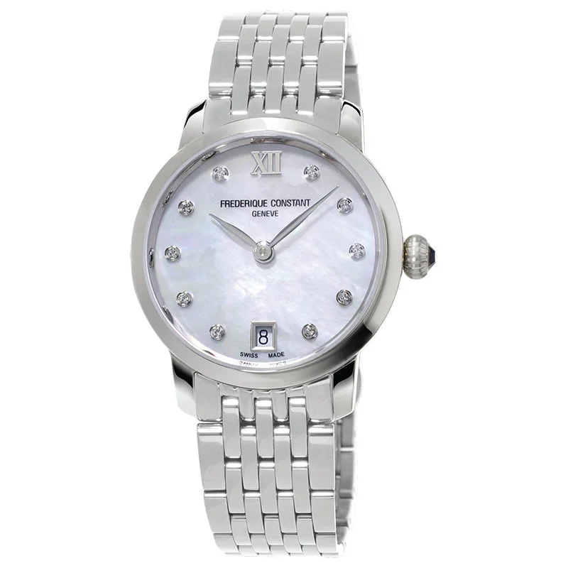 watches for women with pink leather straps -Frederique Constant Slimline Ladies Quartz