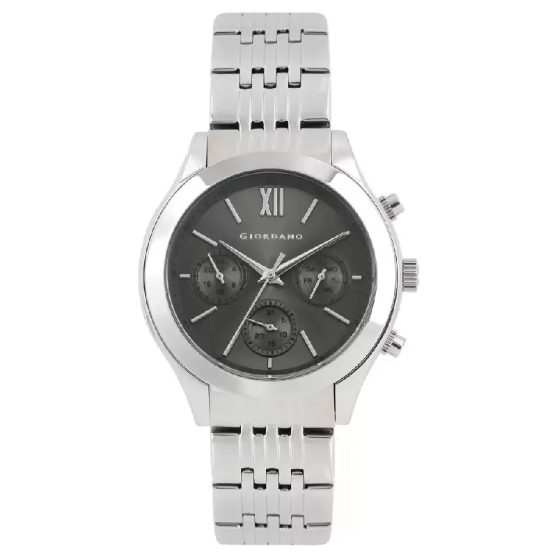 solar-powered watches for outdoor use -Giordano Analog Grey Dial Men's Watch 1823-11