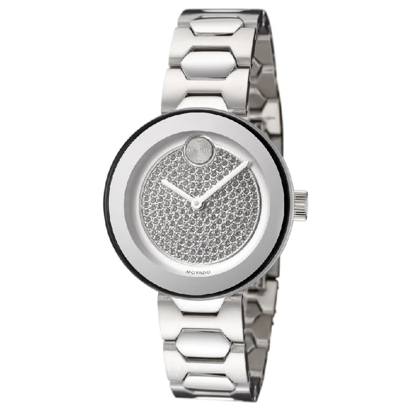 watches for men with leather bands -Movado Bold Crystal Pave