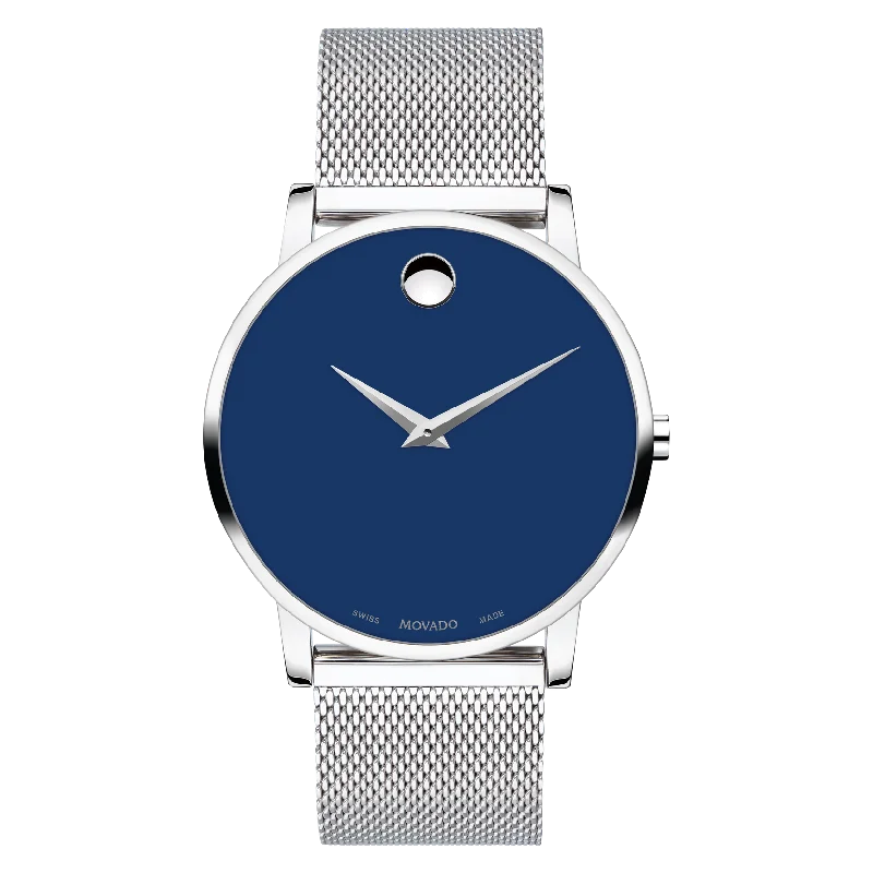 men's watches with black leather straps -Movado Museum Classic