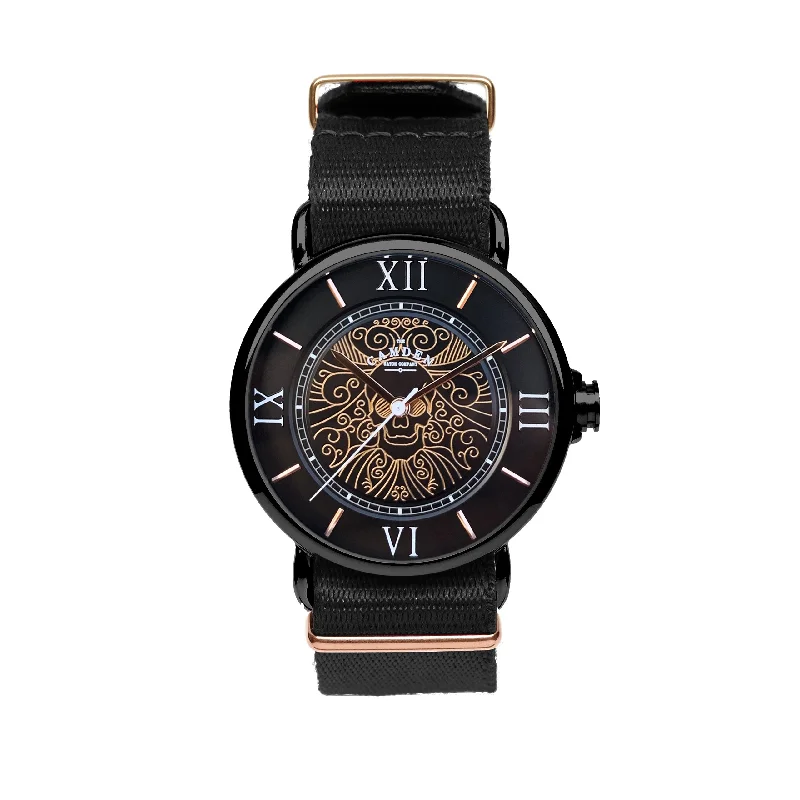 solar-powered wristwatches for men -No.88 Memento Mori Black Nylon