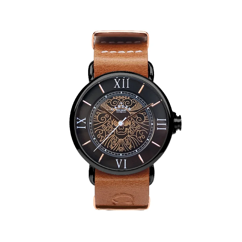 minimalist watches with stainless steel bands -No.88 Memento Mori Tan