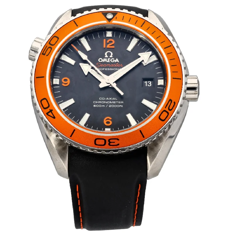 men's watches with black leather straps -Omega Planet Ocean 232.30.46.21.01.002 45.5mm Stainless Steel Watch