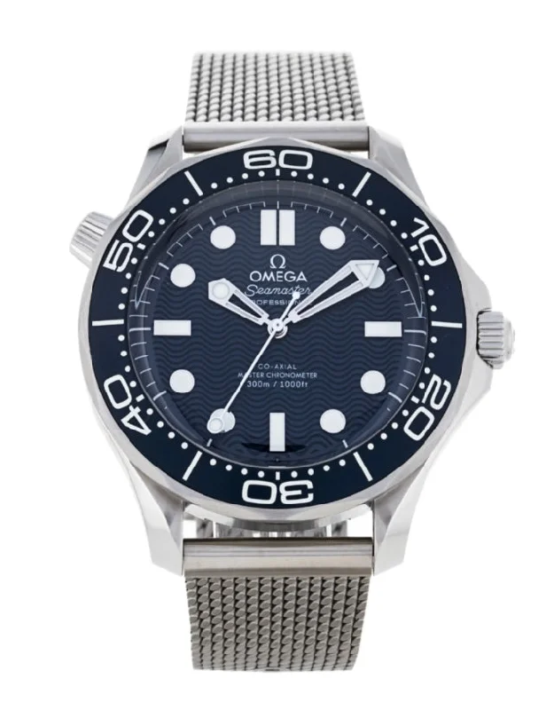 premium watches for collectors -Omega Seamaster Diver 300 M James Bond 60th Edition Blue Dial Steel Men's Watch