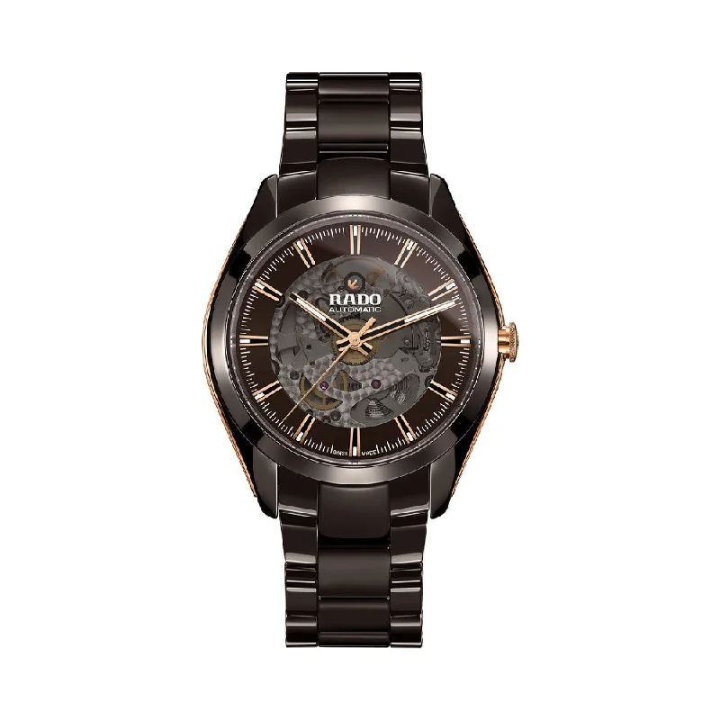 fashion watches with silicone bands -Rado HyperChrome Automatic Open Heart R32028302 Men Watch