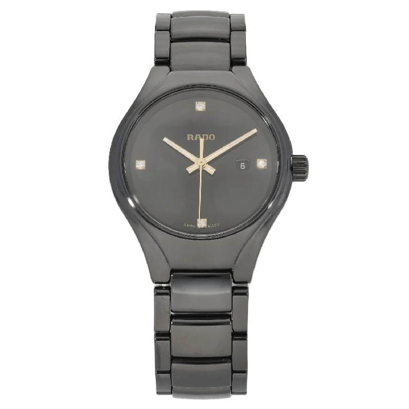 men's watches with leather straps and gold accents -Rado True 079.0059.3 30mm Ceramic Watch