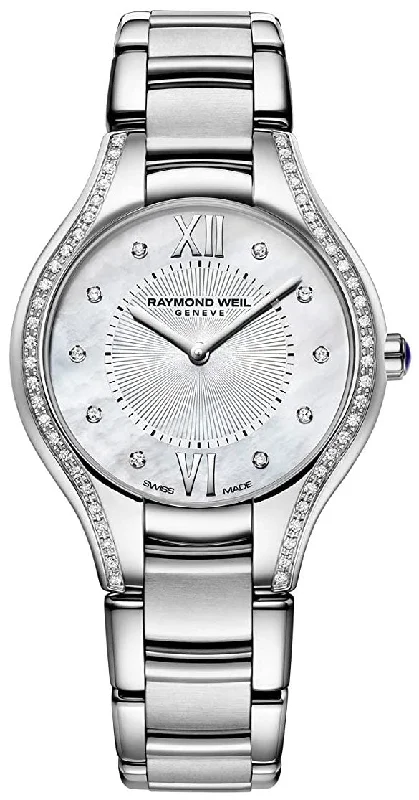 slim profile watches for women -Raymond Weil Noemia Stainless Steel Diamonds Mother-of-Pearl Dial Quartz Womens Watch 5132-STS-00985