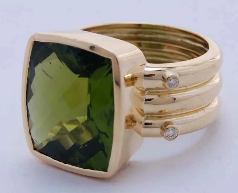 wedding bands for women-Repair - Ring - Peridot And Diamond (1829F)