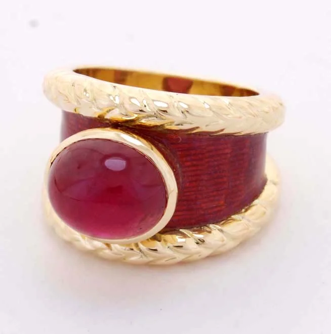 titanium rings for men-Repair - Ring - Rubellite (Enamel) (1850B)