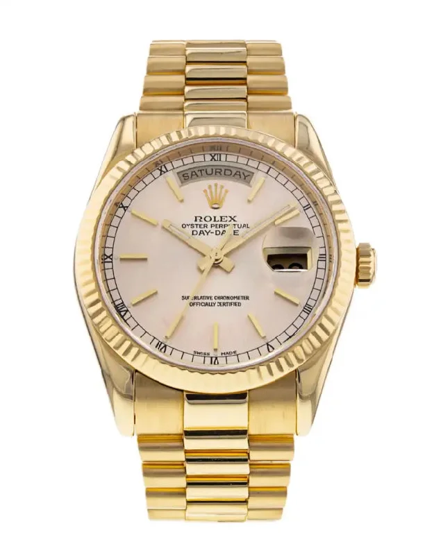 women’s leather strap watches -Rolex Day-Date Yellow Gold Mens Watch