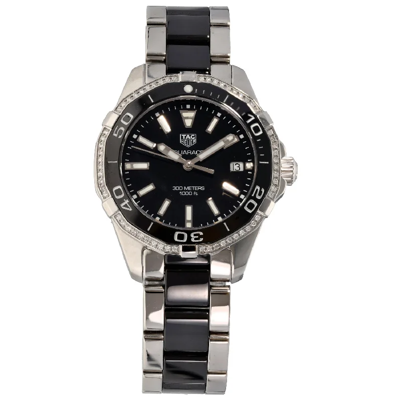 fashion watches for men with black bands -Tag Heuer Aquaracer WAY131G 35mm Bi-Colour Watch