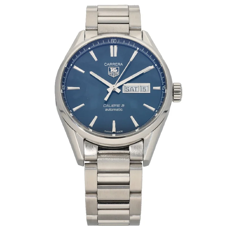 men's watches with blue dials -Tag Heuer Carrera WAR201E 41mm Stainless Steel Watch