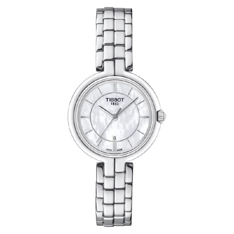 men's watches with silver metal bands -Tissot Flamingo