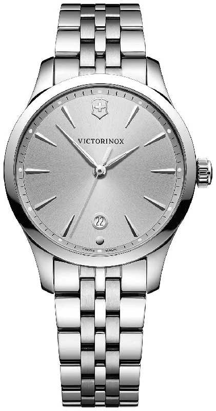 watch repair services near me -Victorinox Swiss Army Alliance Small Stainless Steel Silver Dial Date Quartz Womens Watch 241828